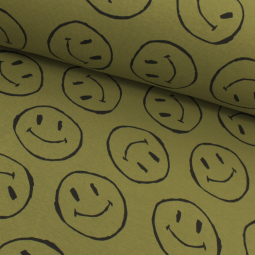 Tissu sweat - Smiley Kaki