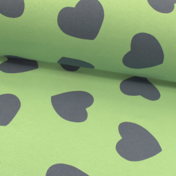 Tissu sweat - Gros coeur vert