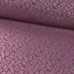 Tissu jacquard - feuillage doré violet