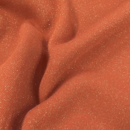 Tissu jersey sweat - Terracotta à paillettes doré