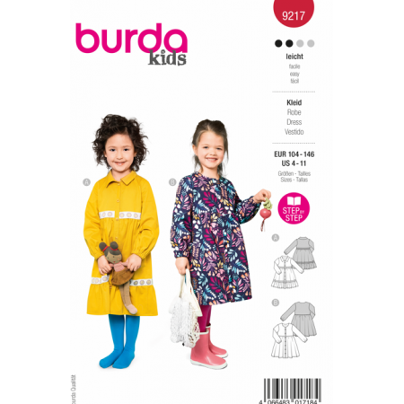 Burda 9217 - Robe chemise à doubles volants