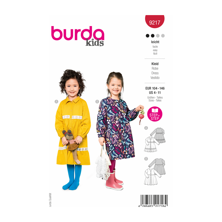 Burda 9217 - Robe chemise à doubles volants