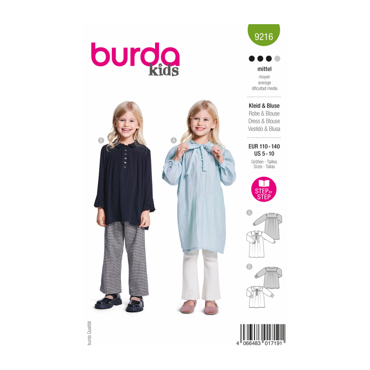 Burda 9216 - Robe, blouse romantique