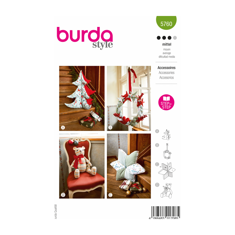 Burda 5760 - Coussin et décoration de Noël