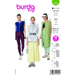 Burda 5764 - Veste sans manches zippée en trois longueurs