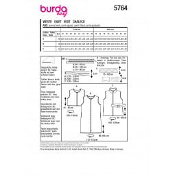 Burda 5764 - Veste sans manches zippée en trois longueurs