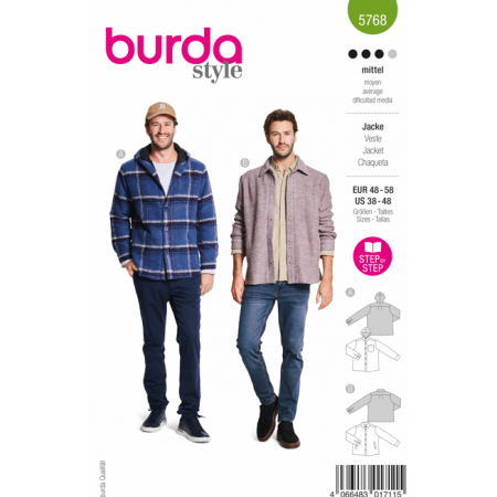 Patron Burda 5768 - Chemise ou surchemise à capuche