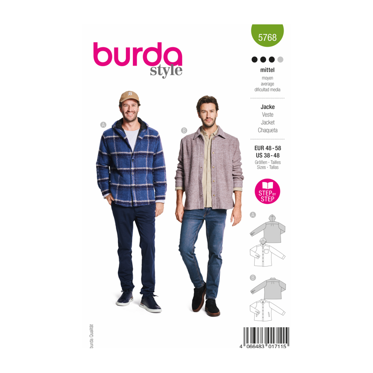 Patron Burda 5768 - Chemise ou surchemise à capuche