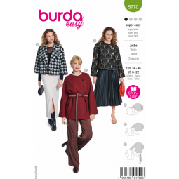 Patron Burda 5770 - Veste à col rond et ouverture asymétrique