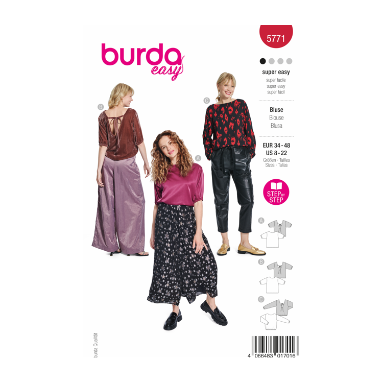 Patron Burda 5771 - Blouse décontractée et dos noué