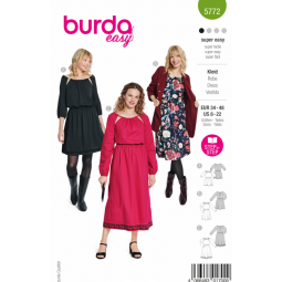 Patron Burda 5772 - Robe à fentes aux épaules