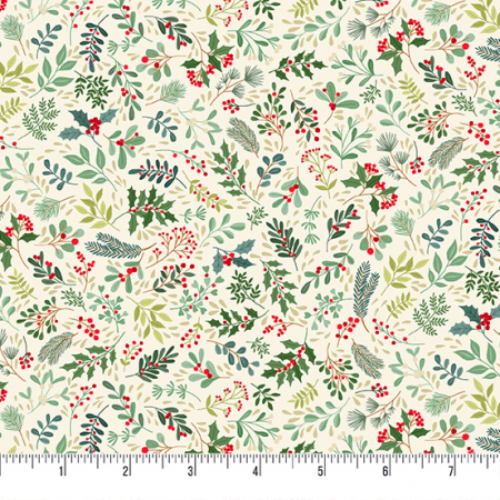 Tissu Noël - Enchanted Foliage Dark Cream