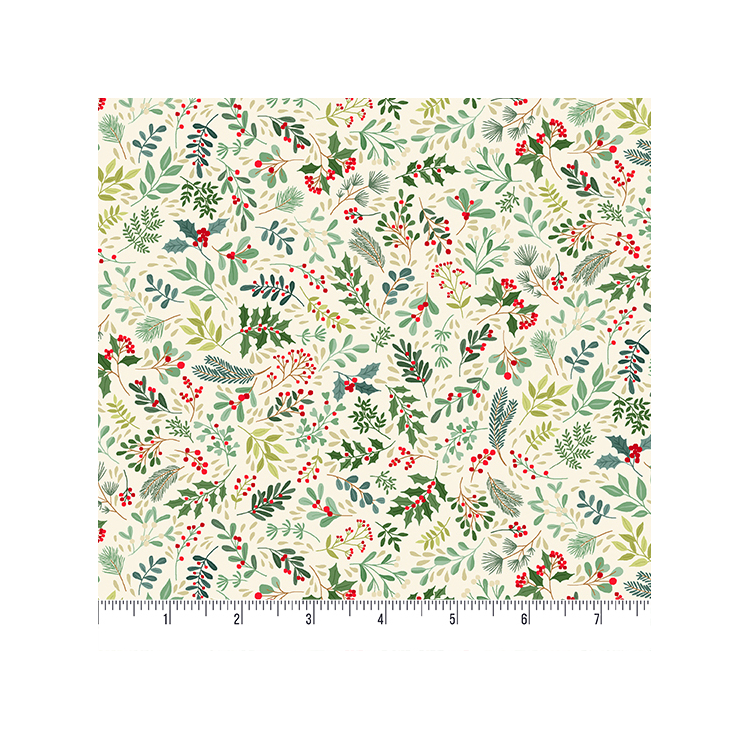 Tissu Noël - Enchanted Foliage Dark Cream