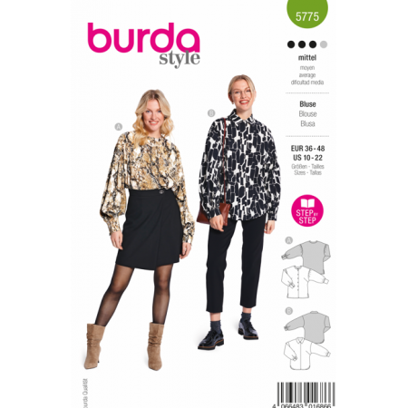 Patron Burda 5775 - Blouse et chemise à épaule tombante