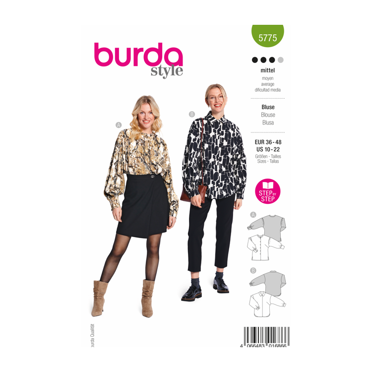 Patron Burda 5775 - Blouse et chemise à épaule tombante