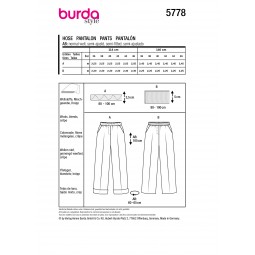 Patron Burda 5778 - Pantalon jambes évasées à taille élastiquée