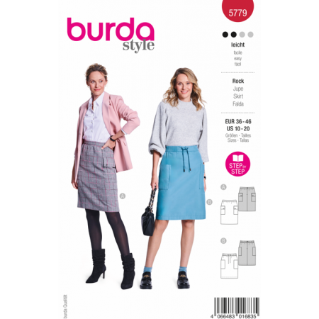 Patron Burda 5779 - Jupe crayon à poches cargo