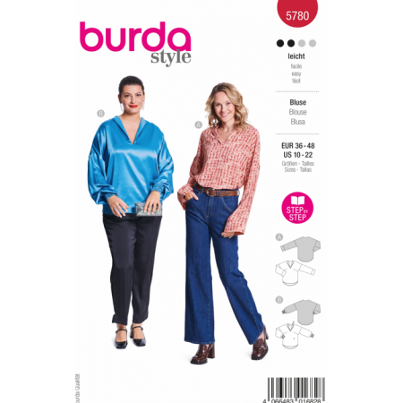 Patron Burda 5780 - Chemisier à encolure raffinée