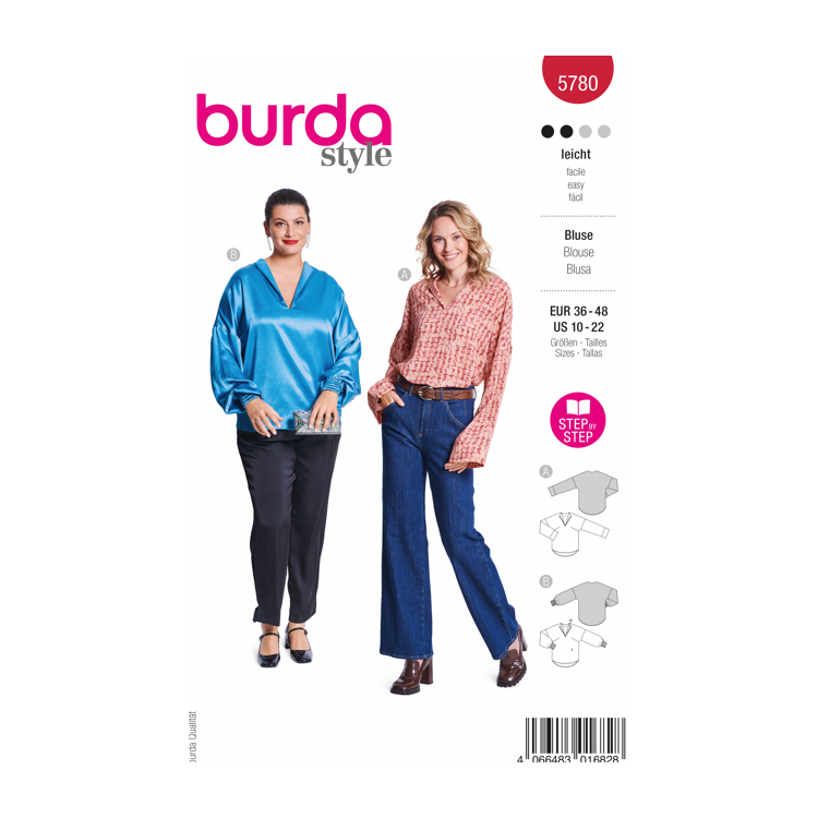 Patron Burda 5780 - Chemisier à encolure raffinée