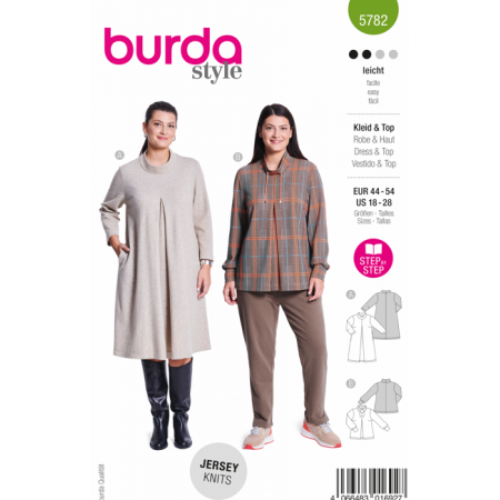 Patron Burda 5782 - Tunique ou robe à pli creux