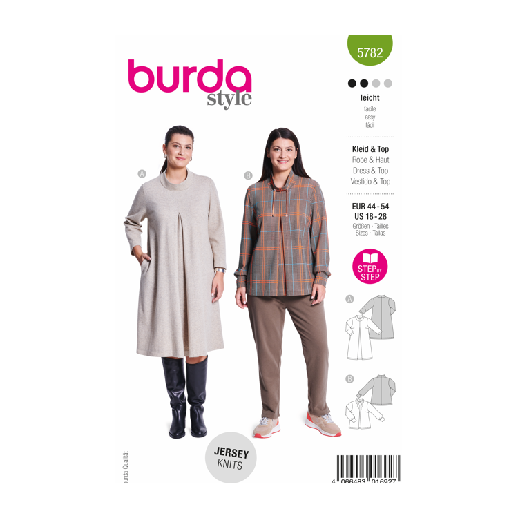 Patron Burda 5782 - Tunique ou robe à pli creux