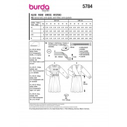 Patron Burda 5784 - Robe taille resserrée et manches bouffantes