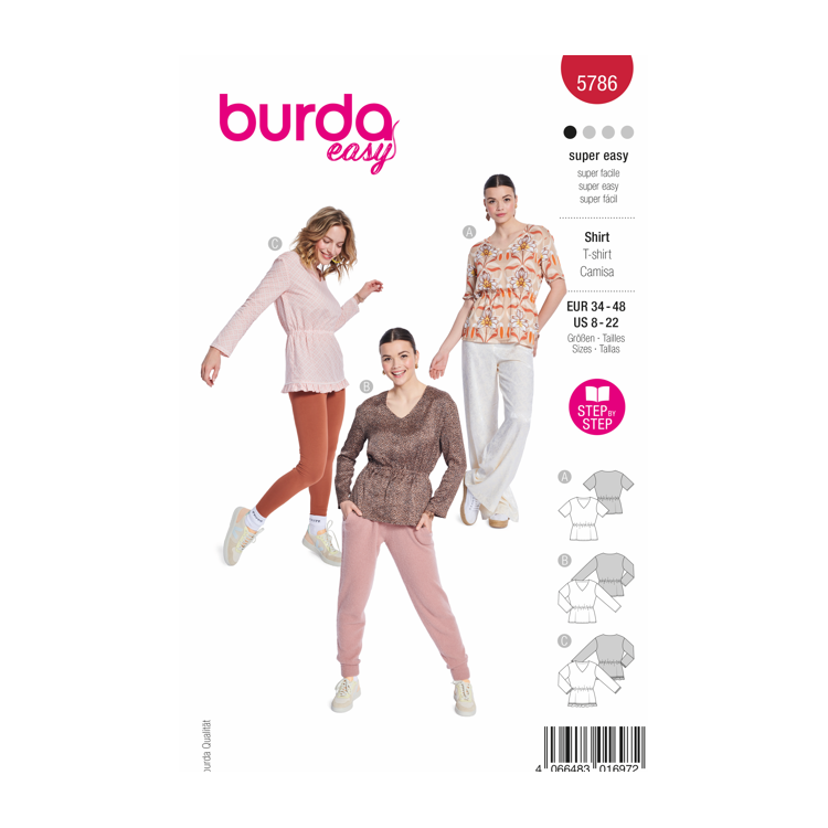 Patron Burda 5786 - T-shirt à taille élastiquée