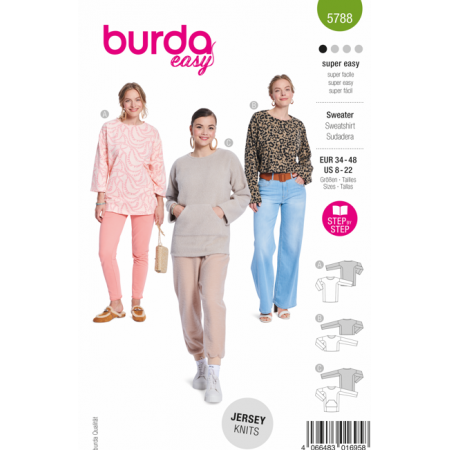 Patron Burda 5788 - Sweat loose encolure ronde