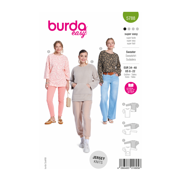 Patron Burda 5788 - Sweat loose encolure ronde