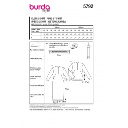 Patron Burda 5792 - Robe et t-shirt fourreau col zippé