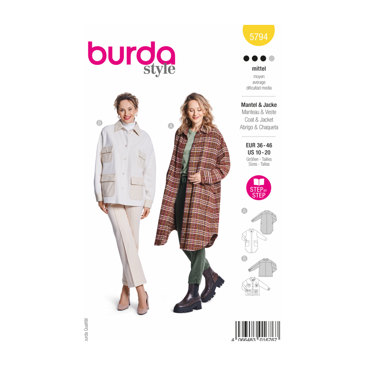 Patron Burda 5794 - Veste et manteau à grandes poches