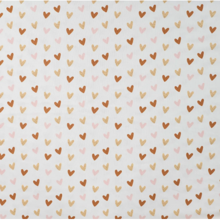 Tissu jersey coton - Glitter hearts off white