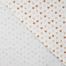 Tissu jersey coton - Glitter hearts off white