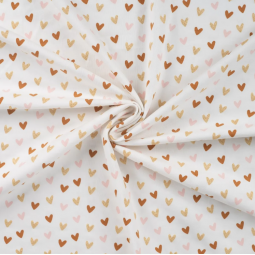 Tissu jersey coton - Glitter hearts off white