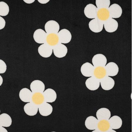 Tissu polaire douce - Flower black