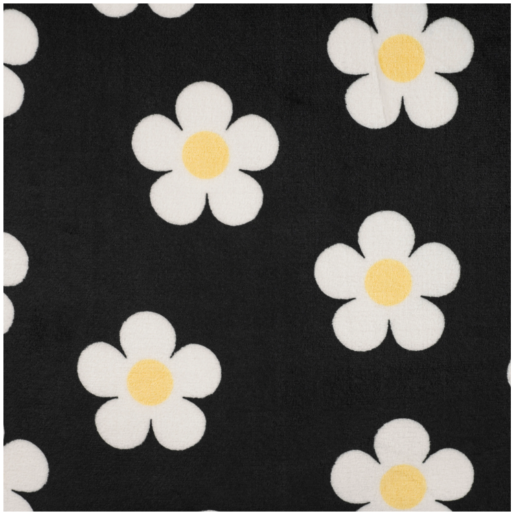 Tissu polaire douce - Flower black