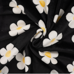 Tissu polaire douce - Flower black