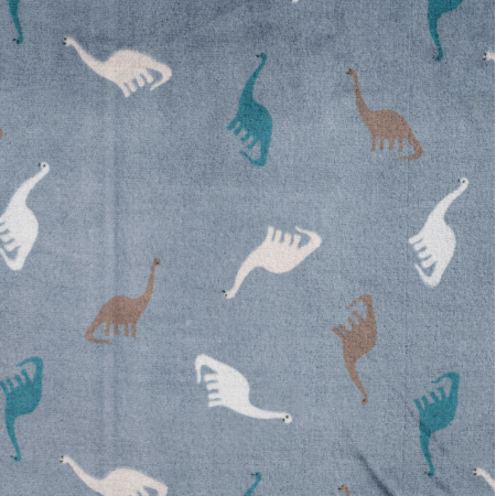 Tissu polaire douce - Dino's dusty blue