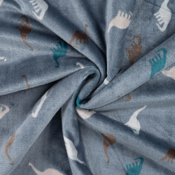 Tissu polaire douce - Dino's dusty blue