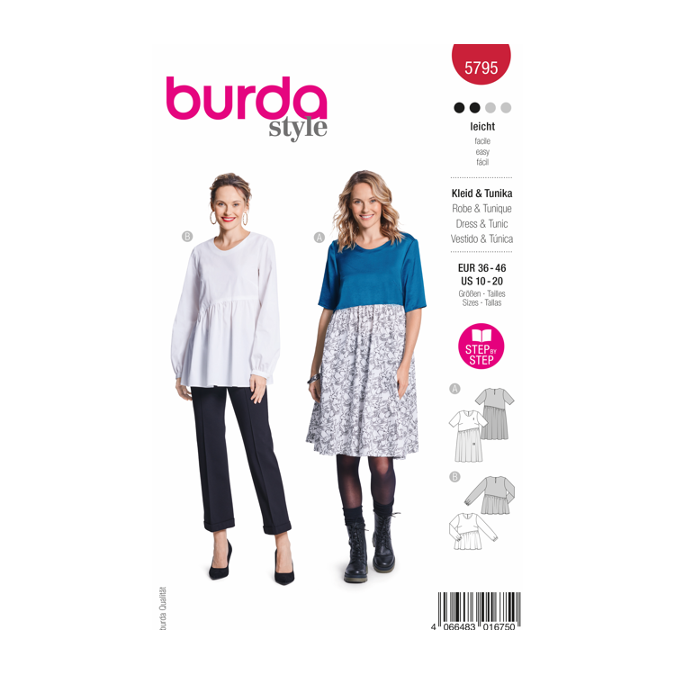 Patron Burda 5795 - Blouse et robe à basque asymétrique