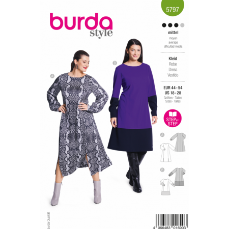 Patron Burda 5797 - Robe longueur genoux et découpe princesse