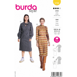 Patron Burda 5798 - Robe cintrée à col fantaisie