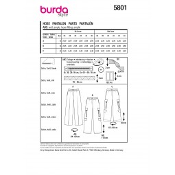 Patron Burda 5801 - Pantalon large à poches cargo