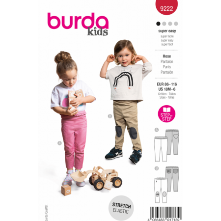 Patron Burda 9222 - Legging à personnaliser, poche cœur, renfort et poches dos