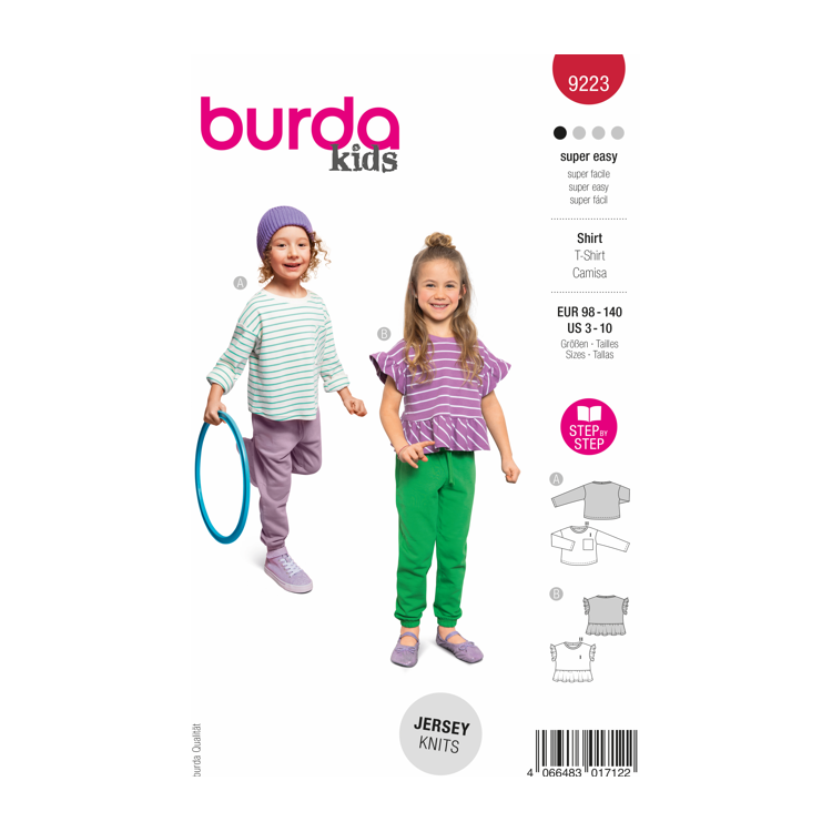 Burda 9223 - T-shirt épaules tombantes et volants