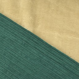 Tissu velours irrégulier doublé fourrure - Vert émeraude