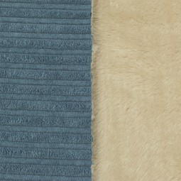 Tissu velours irrégulier doublé fourrure - Bleu denim