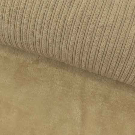 Tissu velours irrégulier doublé fourrure - Crème