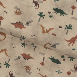 Tissu jersey coton - Dino sable