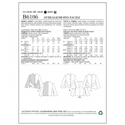 Patron Butterick 6106 - Veste asymétrique